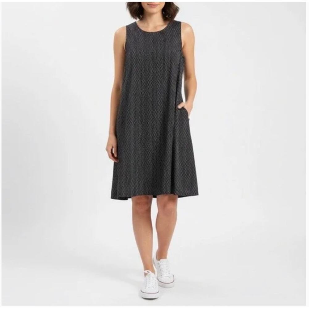 Halogen Polka Dot Swing Dress NWT Small Navy White Sleeveless A Line